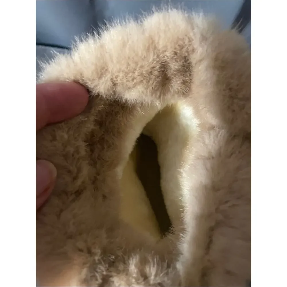 Women's Faux Fur Cuffed Winter Platform Boots - Tan
